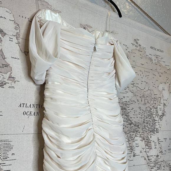 House of CB 'Carlotta' Ivory Ruched Draped Chiffon Dress NWOT - Picture 11 of 13